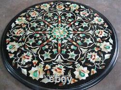 15 Inches Marble Coffee Table Top Floral Design Inlay Work Corner table for Home