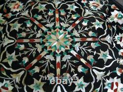 15 Inches Marble Coffee Table Top Floral Design Inlay Work Corner table for Home