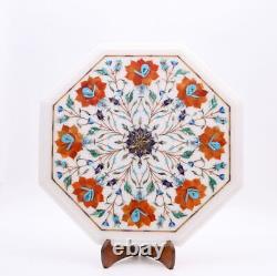 15 White Marble Coffee Top Table Carnelian Marquetry Floral Inlay Art Deco W717