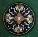 17 Inches Round Marble Coffee Table Top Antique Design Inlay Work Bed Side Table