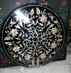 18'' Black Marble coffee Table Top Inlay Handicraft Work For Home sofa table