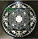 18 Black Marble Center Coffee Table Top Pietra Dura Marquetry Inlay Antique