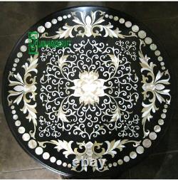 18 black Marble center coffee Table Top Pietra Dura marquetry inlay antique