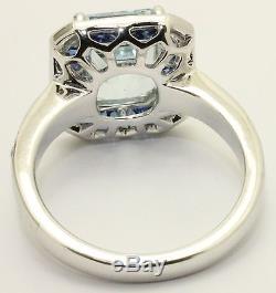 18ct. White Gold Art Deco Style Aquamarine, Sapphire and Diamond Cluster Ring