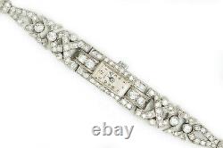 1920s Art Deco Platinum Egyptian Revival Diamond Set Bracelet Watch