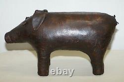 1930's Pig Original Liberty's London Omersa Brown Leather Footstool Must See