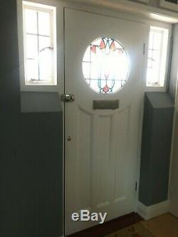 1930s Art Deco style Leaded Stained Glass Wooden Front Door