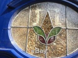 1930s Art Deco style Leaded Stained Glass Wooden Front Door and two sidelites