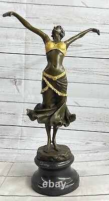 1930s Style Art Deco Gilt Bronze Female Nude Lady Dancing Sculpture Figure Deco