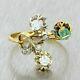 1940s Vintage Art Deco Style 18k Solid Yellow Gold. 25ct Emerald Diamond Ring