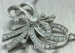 1950s Antique Vintage Art Deco Style Platinum 2.75ctw Diamond Pendant Necklace