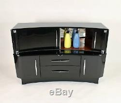 1950s Stylish sideboard cocktail cabinet in piano black