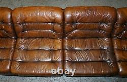 1960's Restored De Sede Modular Ds Br Brown Leather Corner Sofa Armchair Suite