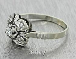 1960s Vintage Estate Art Deco Style 14k Solid White Gold. 20ctw Diamond Ring