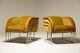 1970s Art Deco Gold Velvet And Chrome Milo Baughman Style Lounge Chairs