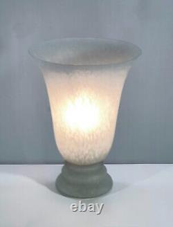 1980s Frosted Glass Torchiere Uplighter Lamp Art Deco Style
