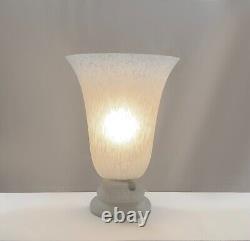1980s Frosted Glass Torchiere Uplighter Lamp Art Deco Style