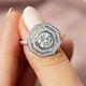 2.20ct Round Shape Moissanite Art Deco Style Wedding Ring 14k White Gold Gift