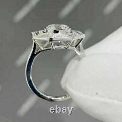 2.20Ct Round Shape Moissanite Art Deco Style Wedding Ring 14K White Gold Gift