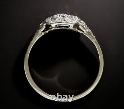 2.30 Ct Lab Created Diamond Art Deco Style Engagement 14K White Gold Over Ring