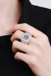 2 Carat Moissanite Art Deco Style Rhodium-plated 925 Sterling Silver Signet Ring