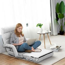2-In-1 Folding Lazy Sofa Bed 5-Position Adjustable Armchair Floor Sofa With Pillow