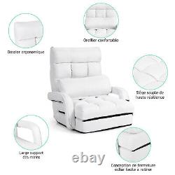 2-In-1 Folding Lazy Sofa Bed 5-Position Adjustable Armchair Floor Sofa With Pillow