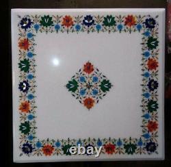 2' white Marble Table Top coffee center Malachite Inlay home decor antique j98