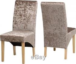 2 x Chairs Mink Crushed Velvet Fabric Stunning Sleek Dining Chairs Dining Chair