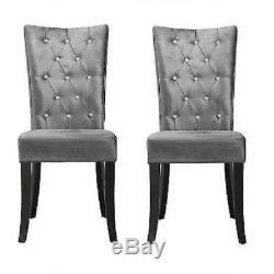 2 x Chairs Silver Grey Crushed Velvet Fabric Stunning Dining Chairs Dining Chair