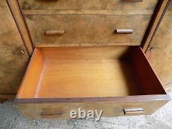20thC, art deco, walnut, inverted, break front, bow front, sideboard, drawers, cupboard