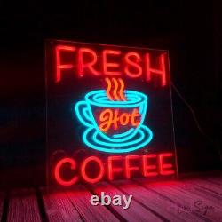 24 Fresh Coffee Neon Sign Light Large Cafe Open Windows Wall LED Decor Artwork