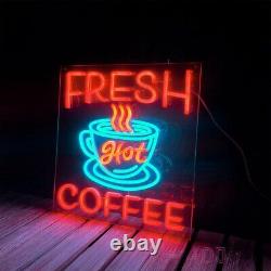 24 Fresh Coffee Neon Sign Light Large Cafe Open Windows Wall LED Decor Artwork