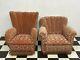 2x Vintage 1940's Art Deco Style Upholstered Lounge Chair Armchairs Delivery