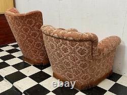 2x vintage 1940's art deco style upholstered lounge chair armchairs Delivery