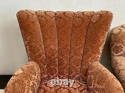 2x vintage 1940's art deco style upholstered lounge chair armchairs Delivery
