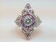 3 Ct Round Lab Created Diamond & Sapphire Art Deco Style Wedding 925 Silver Ring