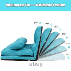 3 IN 1 Folding Lazy Sofa Bed Floor Sleeper Seat 6-Position Adjustable 2 Pillows