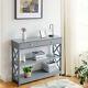 3-tier Console Table X-design Hallway Storage Cabinet Sofa Side Table With Drawer