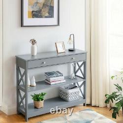 3-Tier Console Table X-Design Hallway Storage Cabinet Sofa Side Table With Drawer