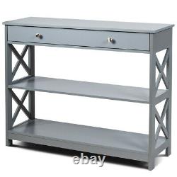 3-Tier Console Table X-Design Hallway Storage Cabinet Sofa Side Table With Drawer