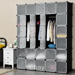 30-Cube Storage Organizer Bookcase Modular Cube Closet with Cloth Hanging Rail