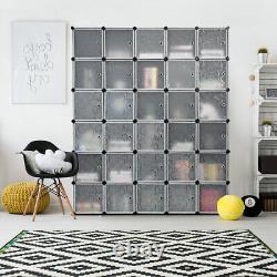 30-Cube Storage Organizer Bookcase Modular Cube Closet with Cloth Hanging Rail