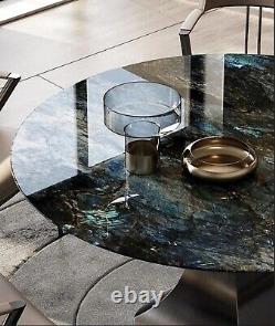 30x30 Inches Dinette Table Top Resin Art with Labradorite Stone Lawn Decor table