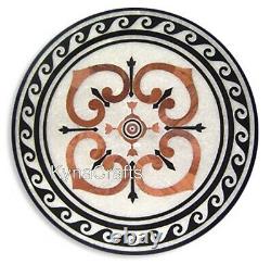 36 Inches Marble Dining Table Top with Pietra Dura Art Sofa table top for Home