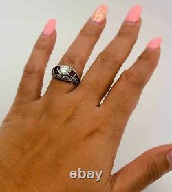 3Ct Art Deco Style Engagement White Round Lab Created Diamond White Gold FN Ring