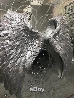 3D Angel wings mirrored picture with glitter art detail, Angel wall mirror 3D