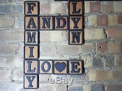 3D Tiles Scrabble Wooden Letter Wall Art Plywood Finished Oil Decor Personalised