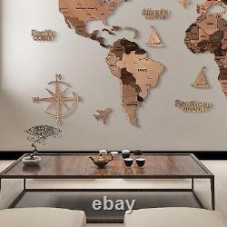 3DWooden World Map Rustic Wall Art Home Decoration For Home Office Birthday Gift