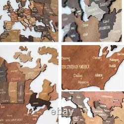 3DWooden World Map Rustic Wall Art Home Decoration For Home Office Birthday Gift